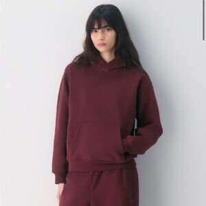 Aritzia Cozy Sweatfleece Perfect Hoodie Sumac Burgundy Med Excellent condition